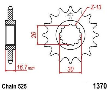 Picture of SPROCKET FRONT 1370 16 PREMIOUM