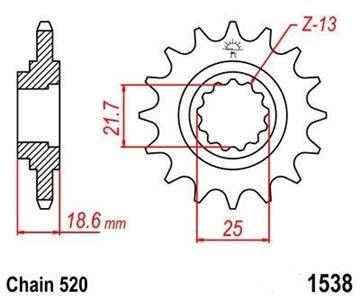 Picture of SPROCKET FRONT 1538 15 PREMIOUM