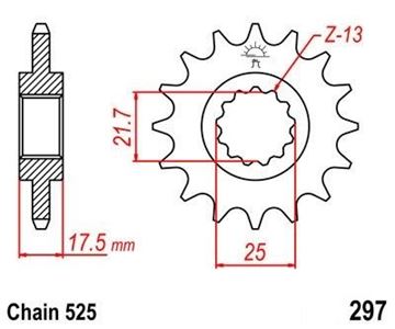 Picture of SPROCKET FRONT 297 15 PREMIOUM