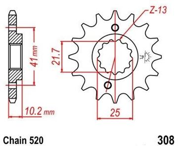 Picture of SPROCKET FRONT 308 14 PREMIOUM