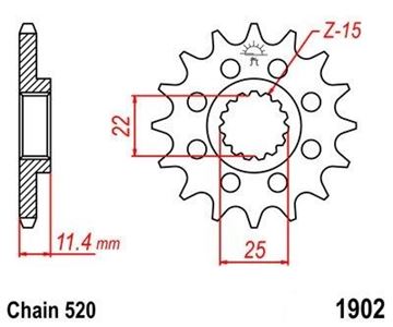 Picture of SPROCKET FRONT 1902 15 PREMIOUM