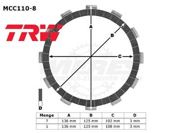 Picture of DISK CLUTCH MCC110-8 CBR600RR SET TRW LUCAS