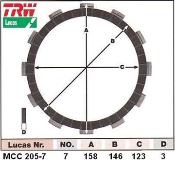 Picture of DISK CLUTCH MCC205-7 KLE500 SET TRW LUCAS