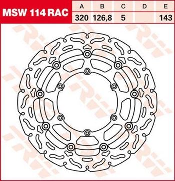 Picture of DISC BRAKE MSW114RAC ΜΑΡΓ KTM FRONT 320-126.8 6H TRW LUCAS