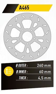 Picture of DISC BRAKE FE.A465 SCARABEO 125 - 500 FRONT 260-60 4,5 5H FE