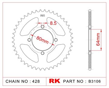 Picture of SPROCKETS REAR B3106 45T JT838  RK