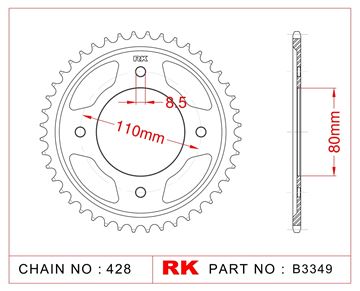 Picture of SPROCKETS REAR B3349 42T JT1219  RK