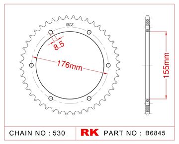 Picture of SPROCKETS REAR B6845 43T JT2011 RK