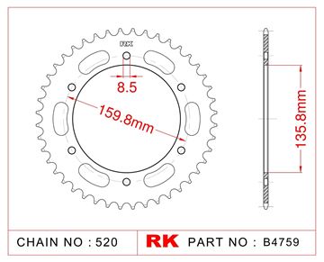 Picture of SPROCKETS REAR B4759 47T JT0005 RK