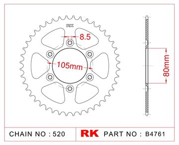 Picture of SPROCKETS REAR B4761 45T JT22 RK