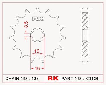 Picture of SPROCKET FRONT C3126 14T JT428 RK