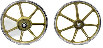 Picture of FRONT & REAR WHEEL CRYPTON X135 T110 ALOUM GOLD SHARK MAL