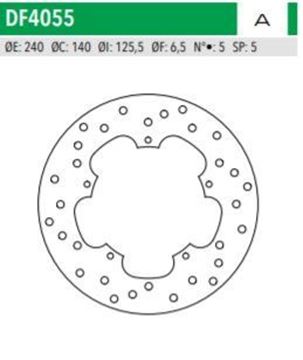Picture of DISC BRAKE DF4055A BEVERLY500 MP3 REAR 240-140-125.5 5H NEWFREN