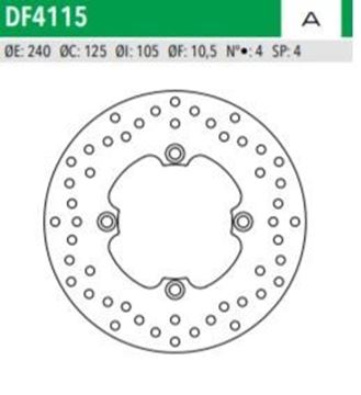 Picture of DISC BRAKE DF4115A SH125 150 FORZA250 FRONT 240-125-105 4H NEWFREN