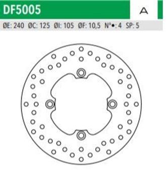 Picture of DISC BRAKE DF5005A SH125 150 XLV600 650 FRONT REAR 240-125-105 4H NEWFREN