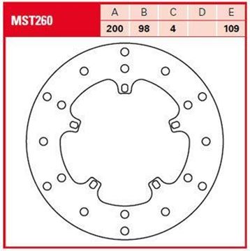 Εικόνα της ΔΙΣΚΟΠΛΑΚΑ MST260 PIAGGIO X9 ΟΠΙΣΘ 200-98 5ΤΡ TRW LUCAS