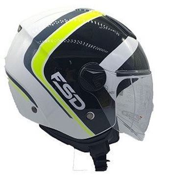 Picture of HELMET OPEN 700 S WHITE BLACK YELLOW GRAPHIC FSD DOUBLE YELLOW