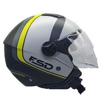 Picture of HELMET OPEN 700 M BLACK GREY YELLOW GRAPHIC FSD DOUBLE GREY