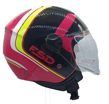Picture of HELMET OPEN 700 M RED BLACK YELLOW GRAPHIC FSD DOUBLE RED