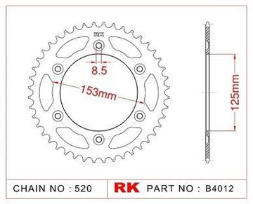 Picture of SPROCKETS REAR B4012 45T JT210 RK
