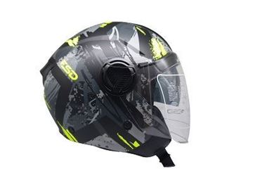 Picture of HELMET OPEN 760 XXL MAT BLACK GREY YELLOW GRAPHIC POISON FSD