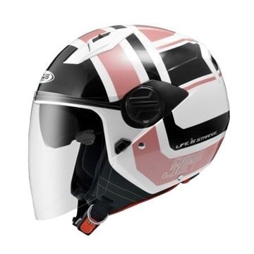 Picture of HELMET 213 OPEN L AX5 WHITE PINK  W/SUN VISOR ZEUS